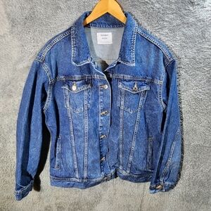 Old Navy Boyfriend Jean Jacket Women's Size Large Blue Denim Button-Up